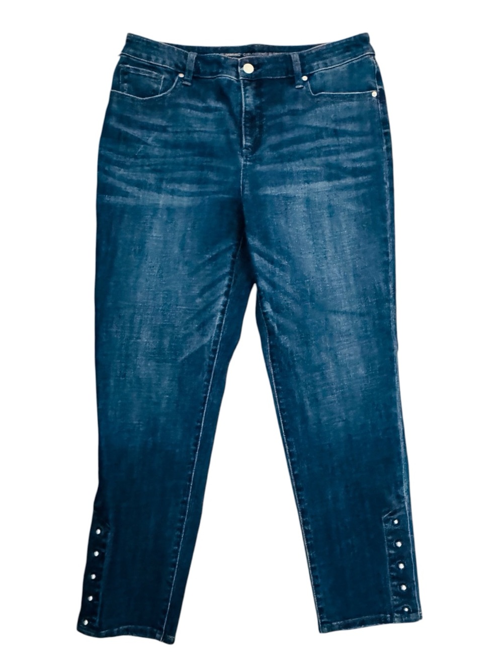 Chico's So Slimming® Girlfriend jeans, pearl embellished NWOT
